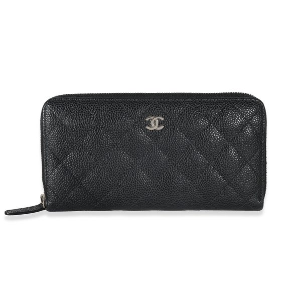 Chanel Black Quilted Caviar Classic Long Zipped Wallet - Picture 1 of 7